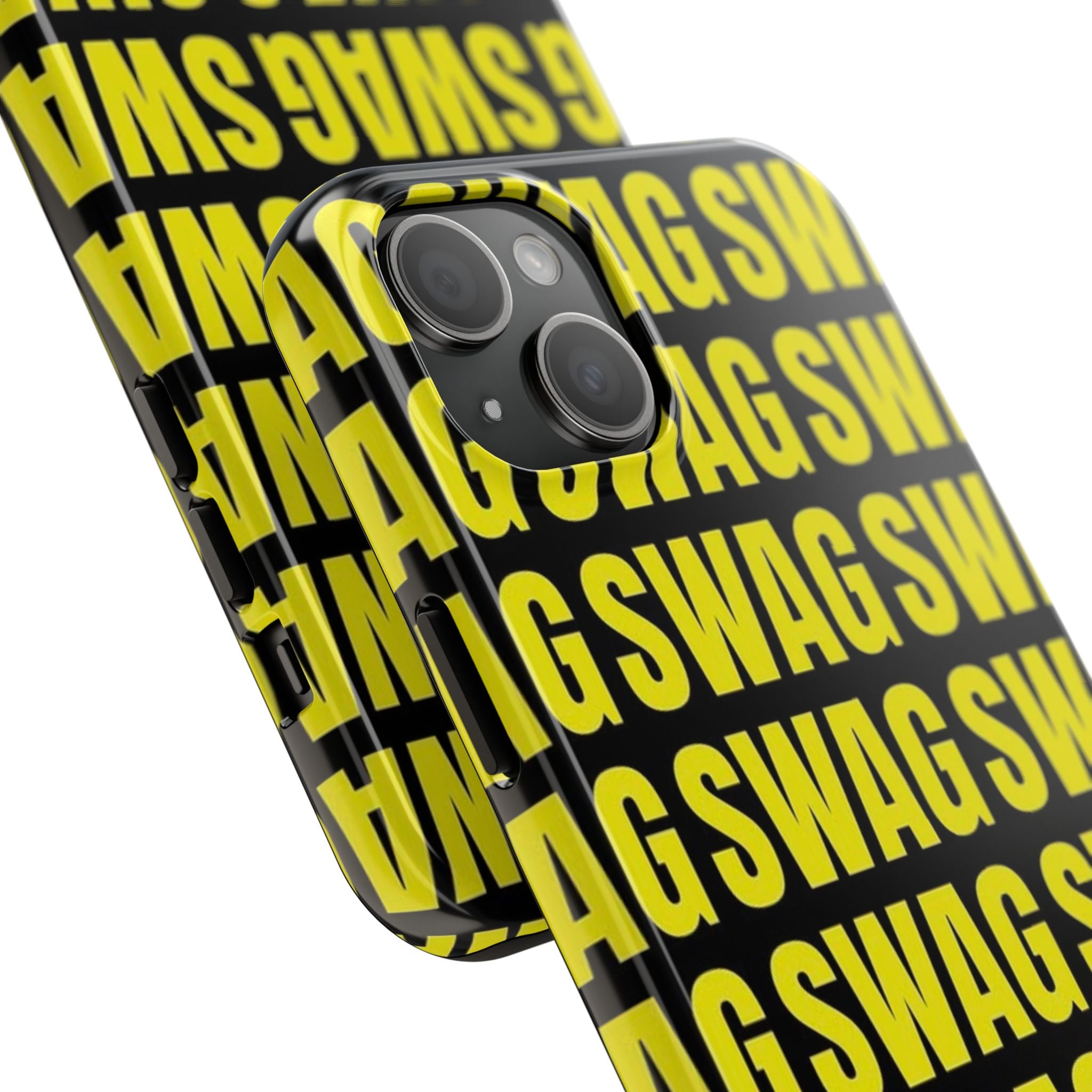SWAG Pattern Tough Phone Case — Bold Yellow Text Protective Cover
