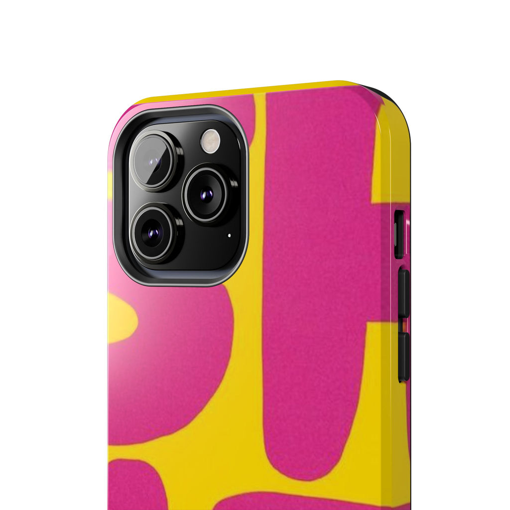SHIT Retro Abstract Tough Phone Case — Pink & Yellow Pop Art Design