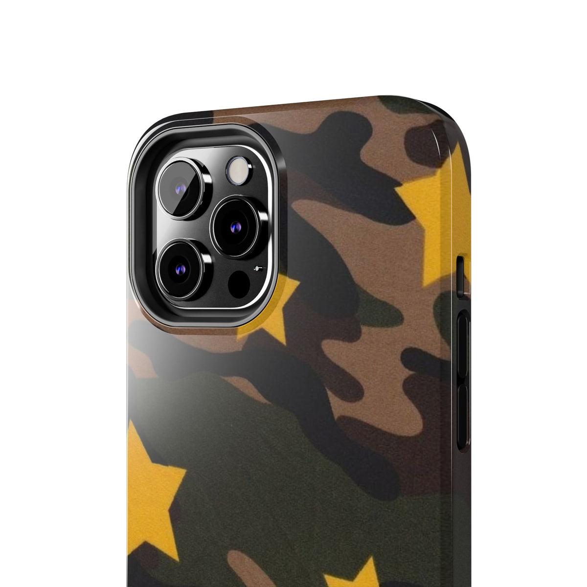 Camouflage Star Tough Phone Case — Military Camo Phone Cover with Yellow Stars