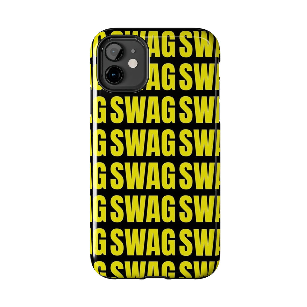 SWAG Pattern Tough Phone Case — Bold Yellow Text Protective Cover