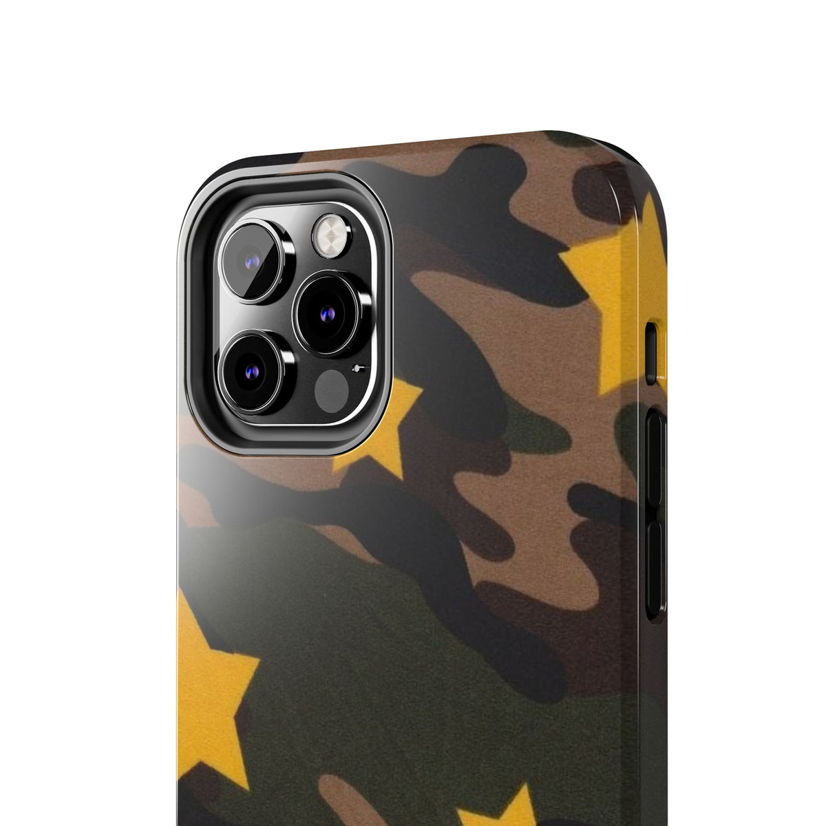 Camouflage Star Tough Phone Case — Military Camo Phone Cover with Yellow Stars