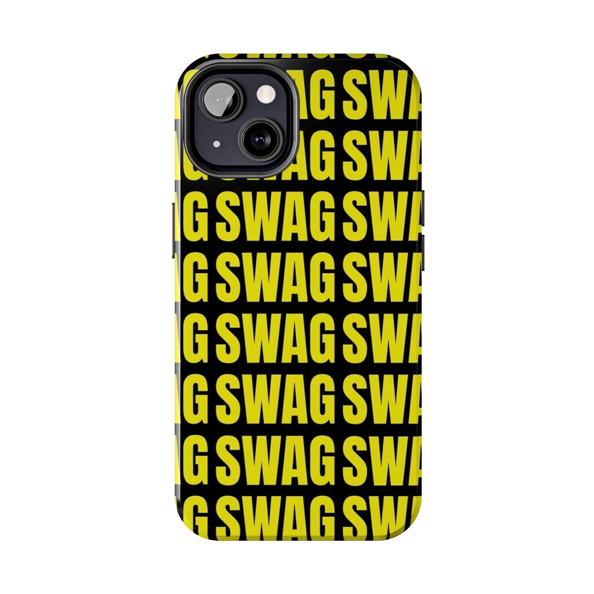 SWAG Pattern Tough Phone Case — Bold Yellow Text Protective Cover