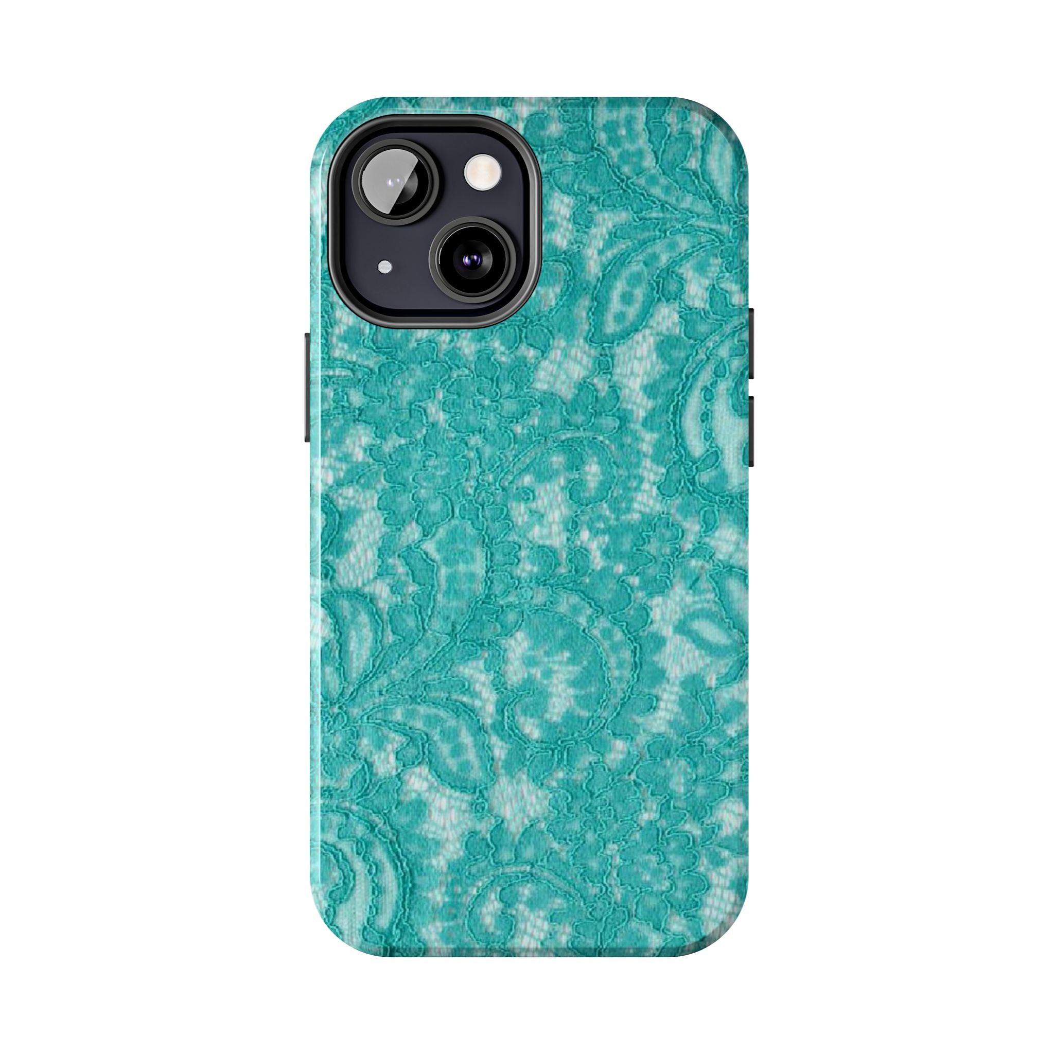 Teal Lace Tough Phone Case — Protective Floral-Pattern Phone Cover