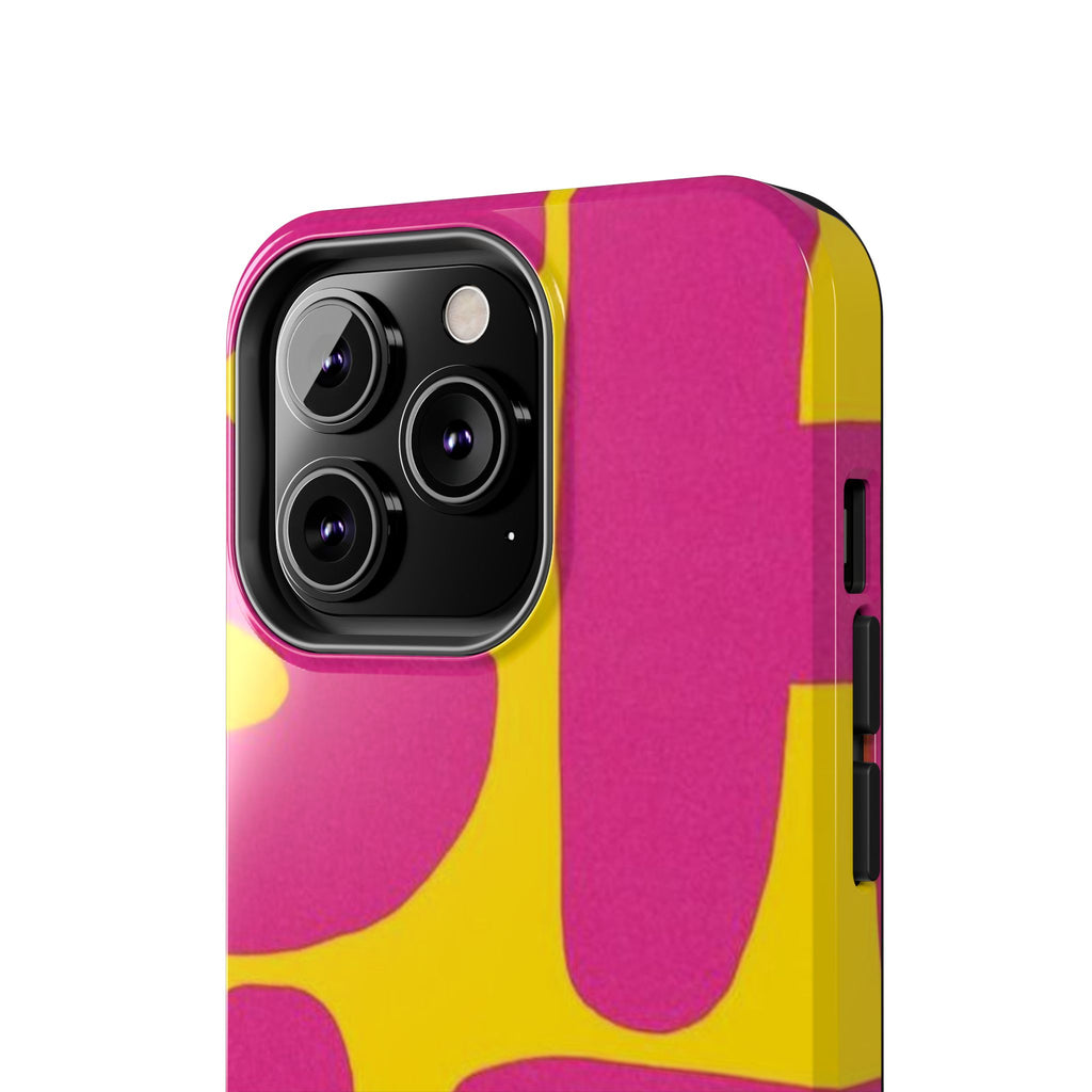 SHIT Retro Abstract Tough Phone Case — Pink & Yellow Pop Art Design