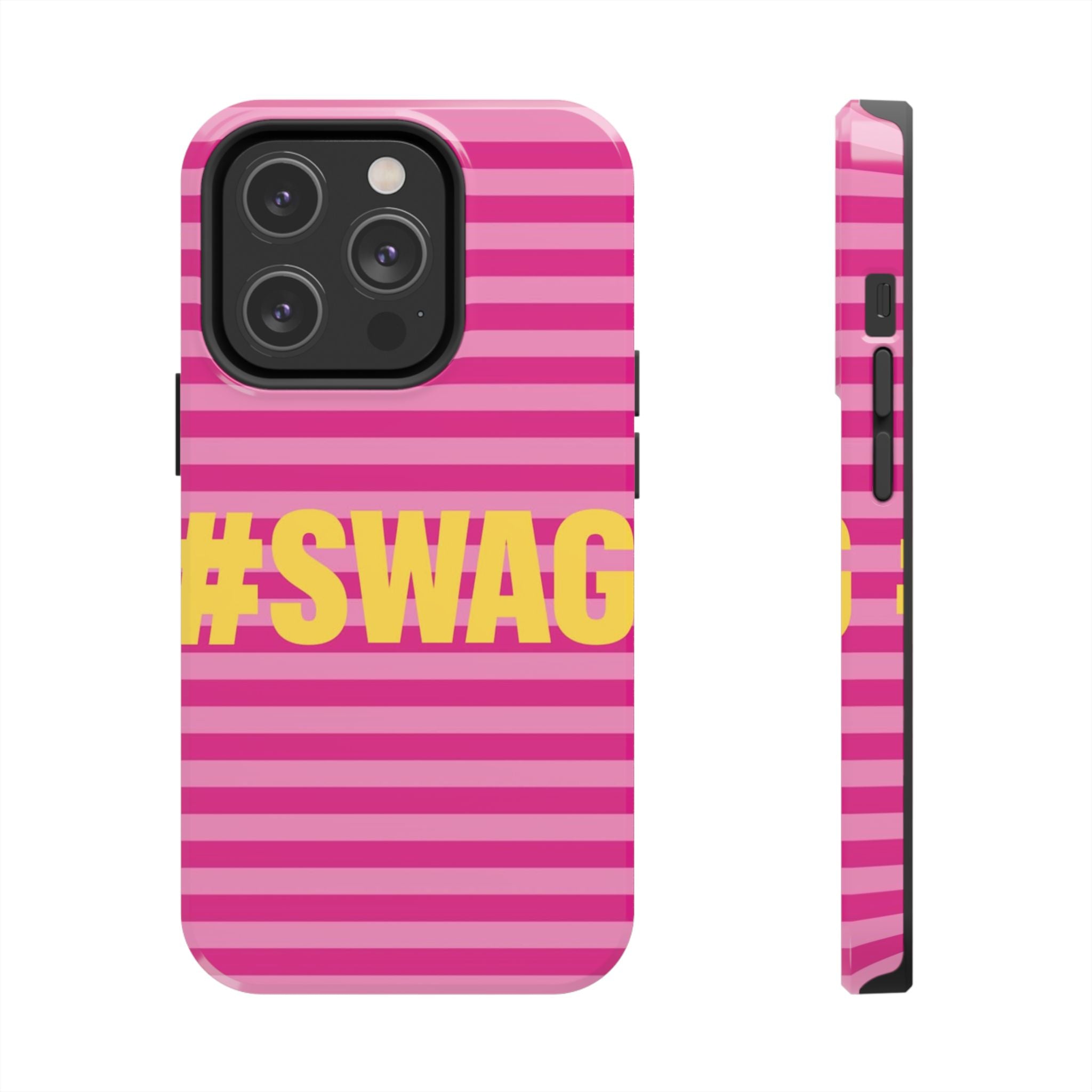 #SWAG Pink Striped Tough Phone Case