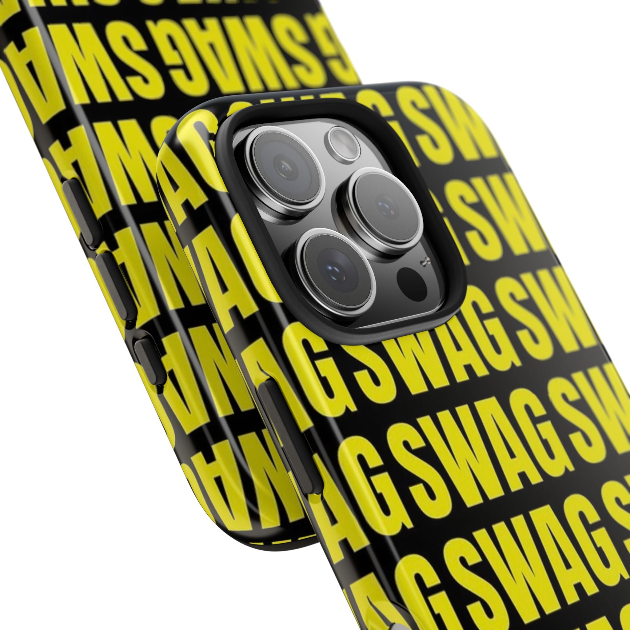 SWAG Pattern Tough Phone Case — Bold Yellow Text Protective Cover