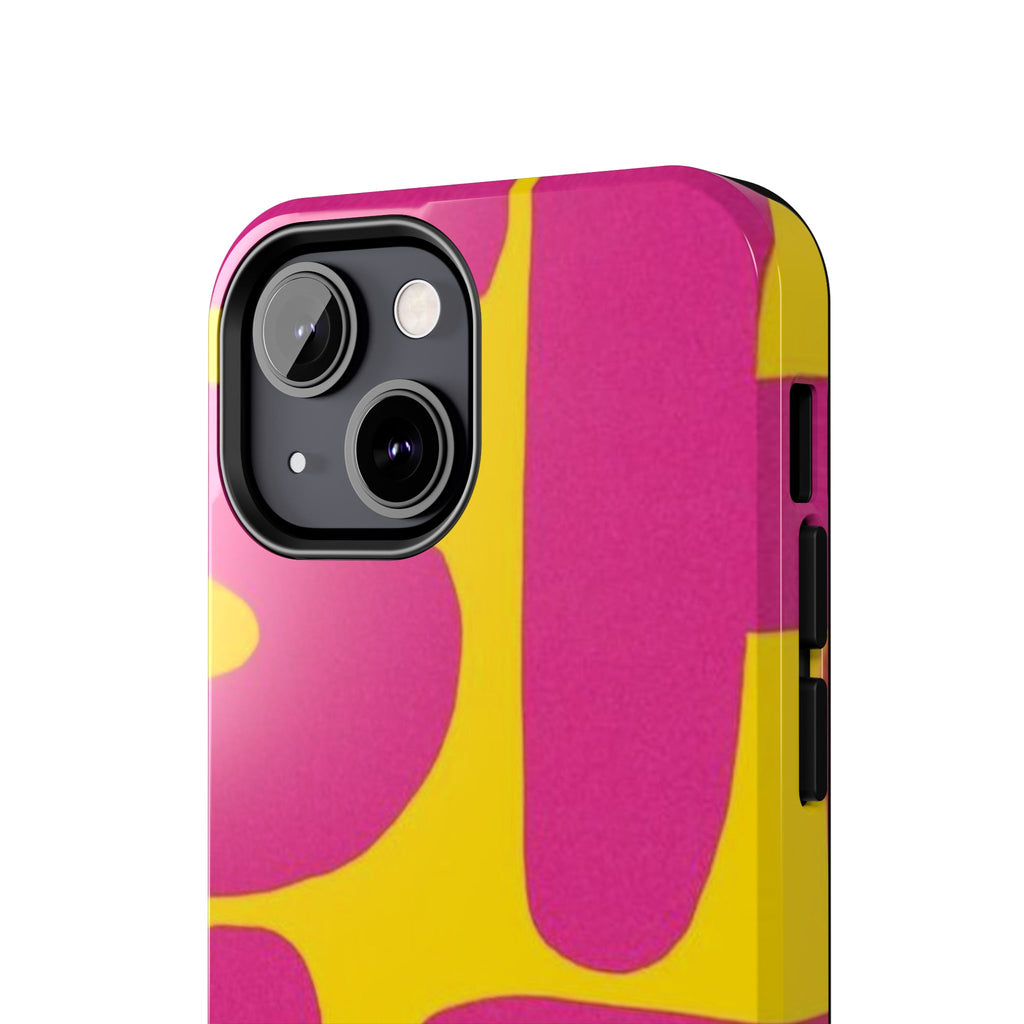 SHIT Retro Abstract Tough Phone Case — Pink & Yellow Pop Art Design