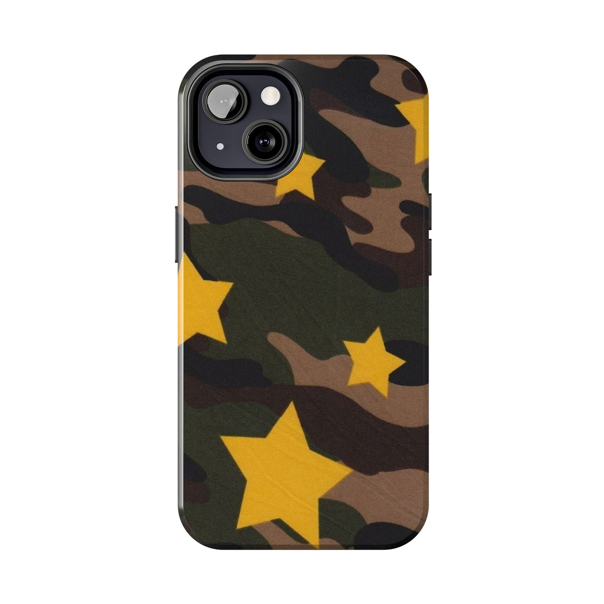 Camouflage Star Tough Phone Case — Military Camo Phone Cover with Yellow Stars