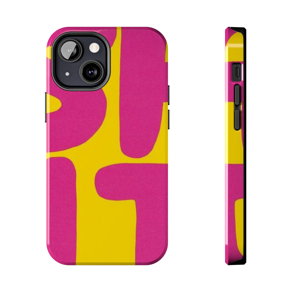 SHIT Retro Abstract Tough Phone Case — Pink & Yellow Pop Art Design