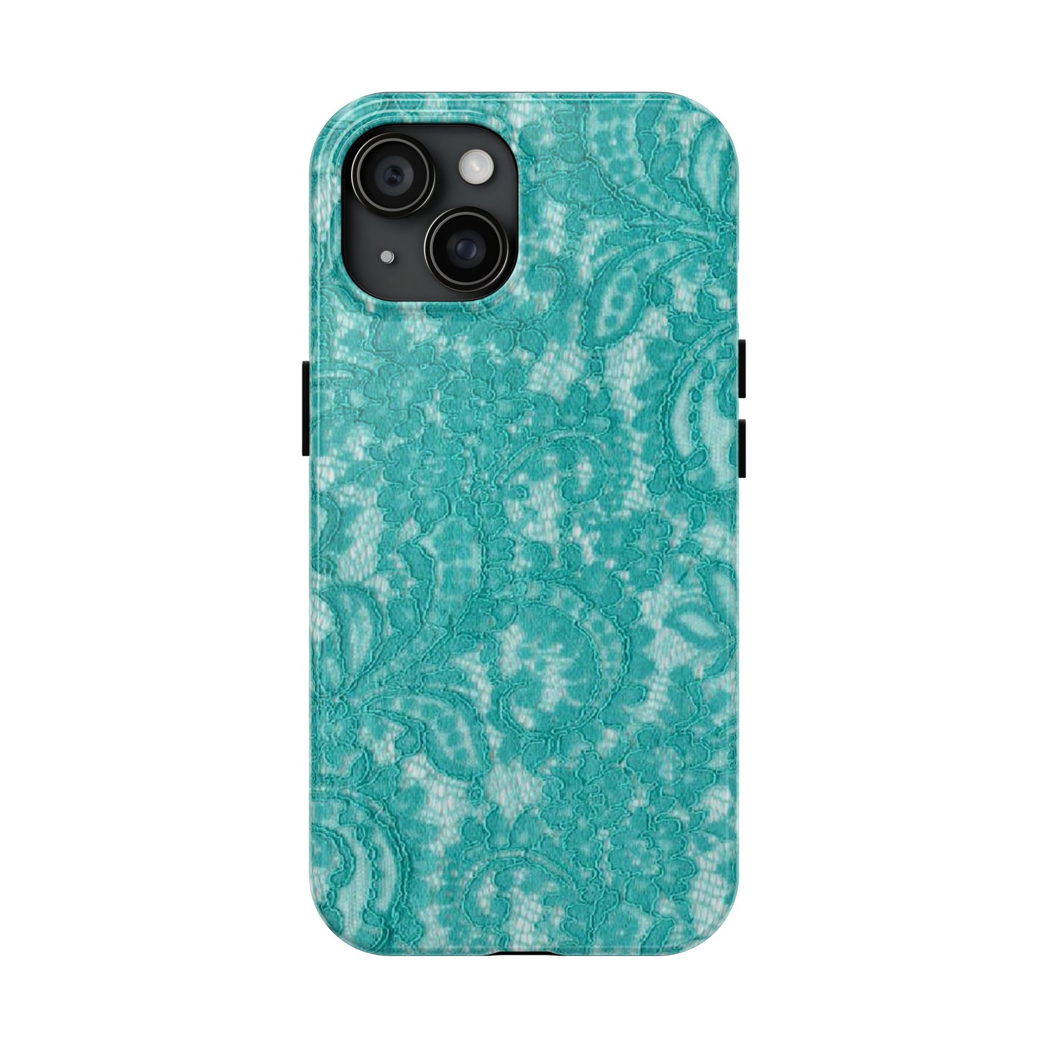 Teal Lace Tough Phone Case — Protective Floral-Pattern Phone Cover