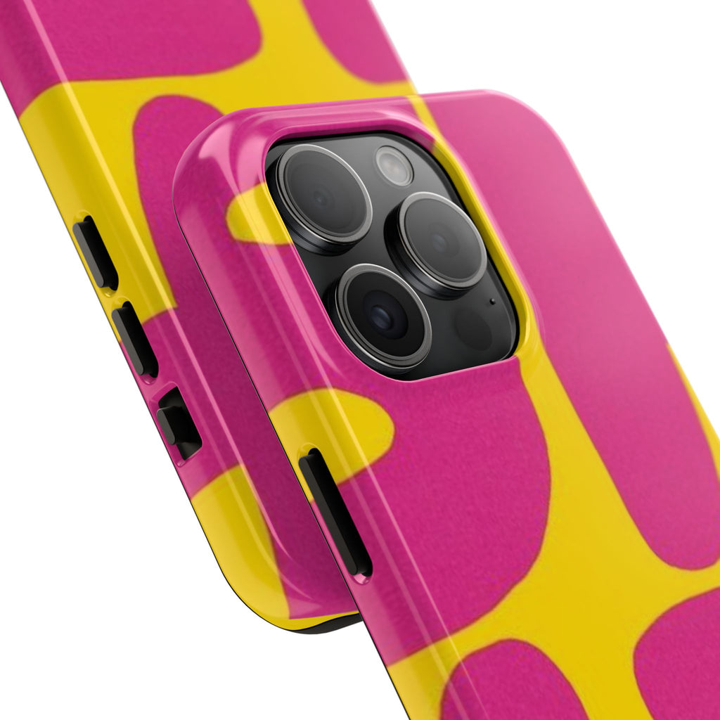 SHIT Retro Abstract Tough Phone Case — Pink & Yellow Pop Art Design