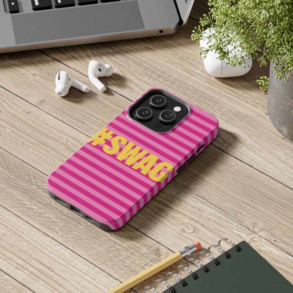 #SWAG Pink Striped Tough Phone Case