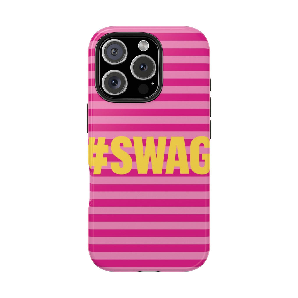 #SWAG Pink Striped Tough Phone Case