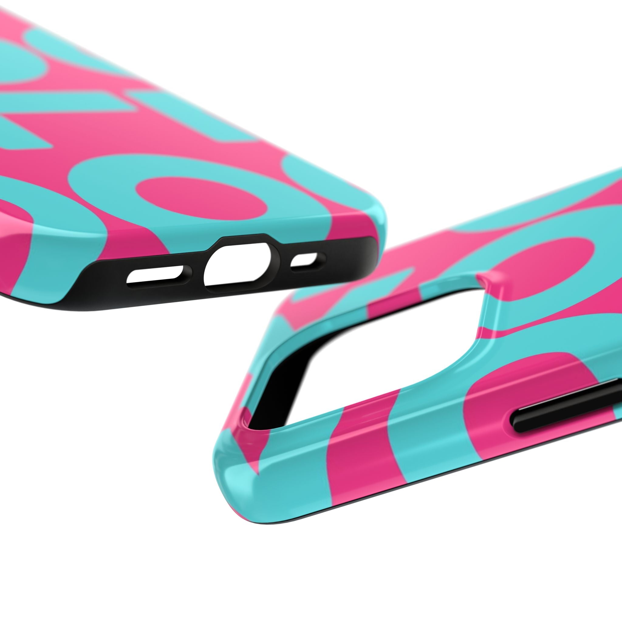 YOLO Tough Phone Case — Bold Pink & Teal Geometric Print