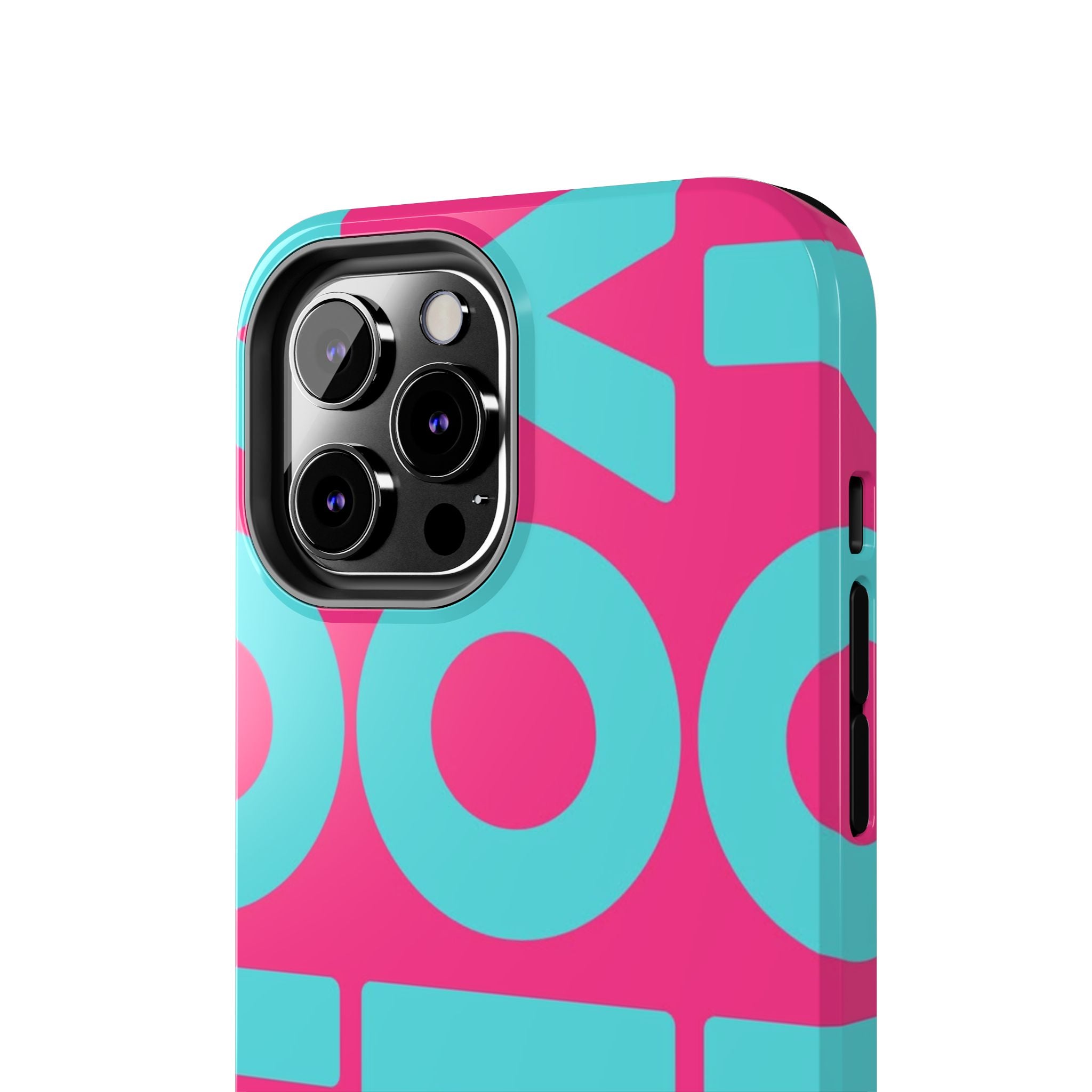 YOLO Tough Phone Case — Bold Pink & Teal Geometric Print