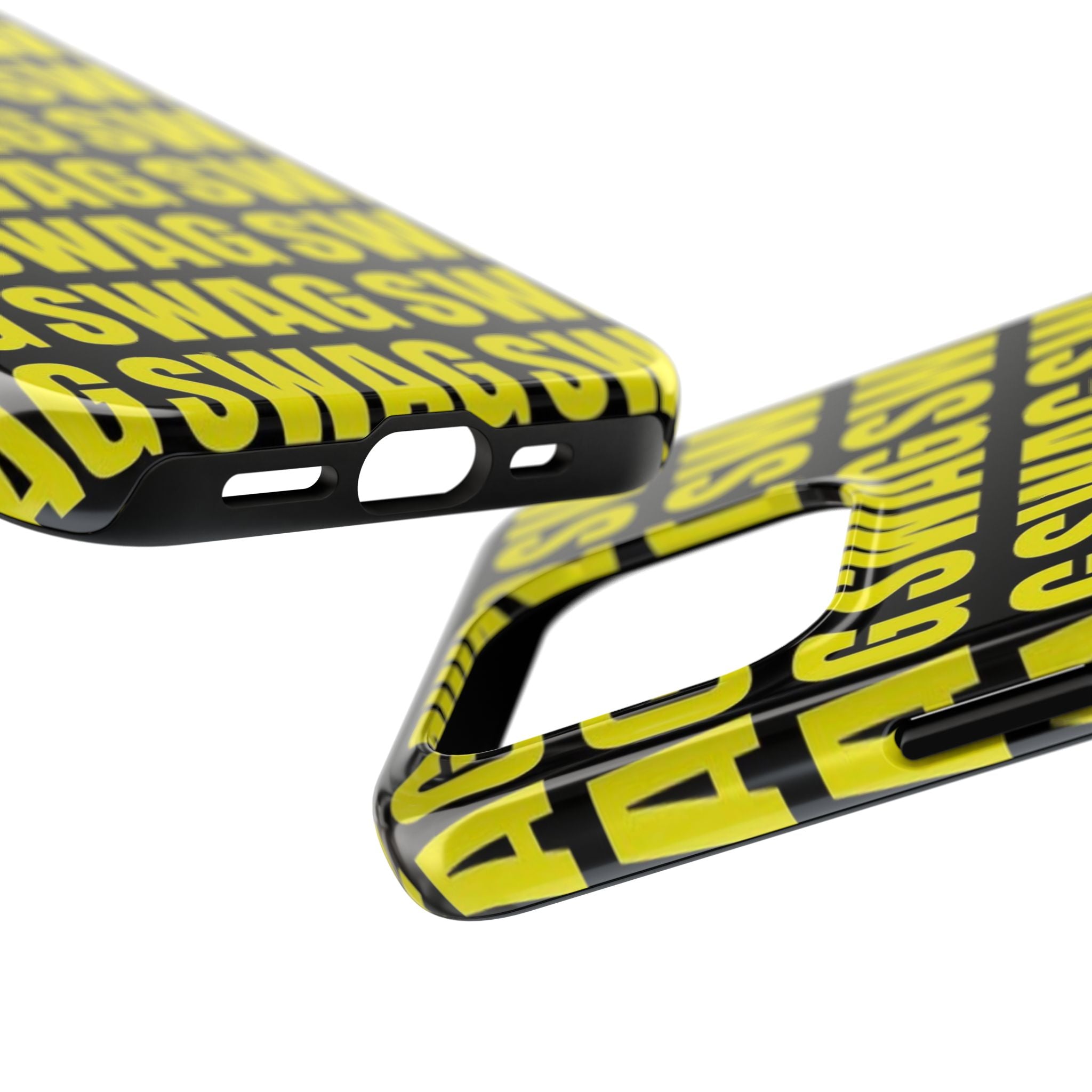 SWAG Pattern Tough Phone Case — Bold Yellow Text Protective Cover