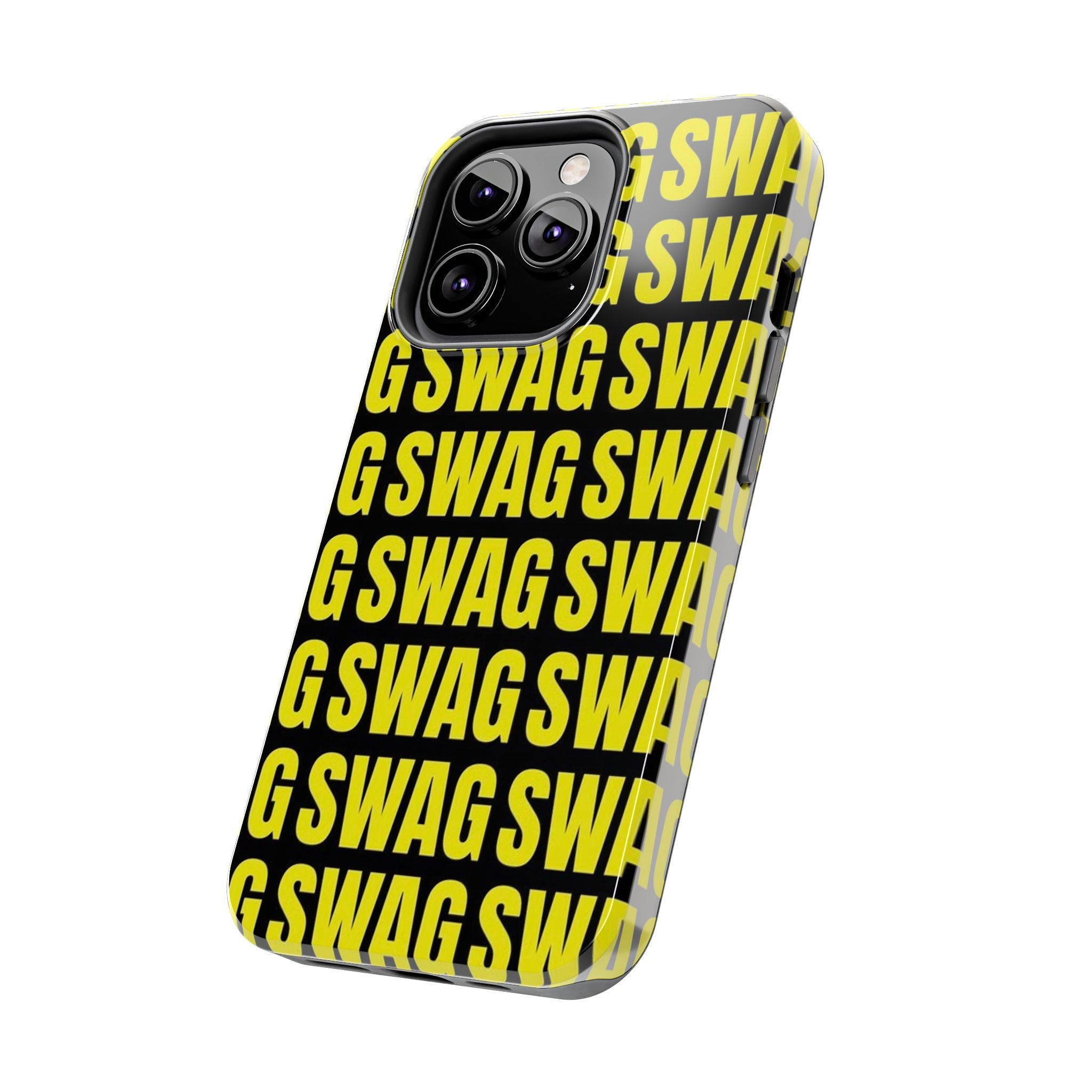 SWAG Pattern Tough Phone Case — Bold Yellow Text Protective Cover