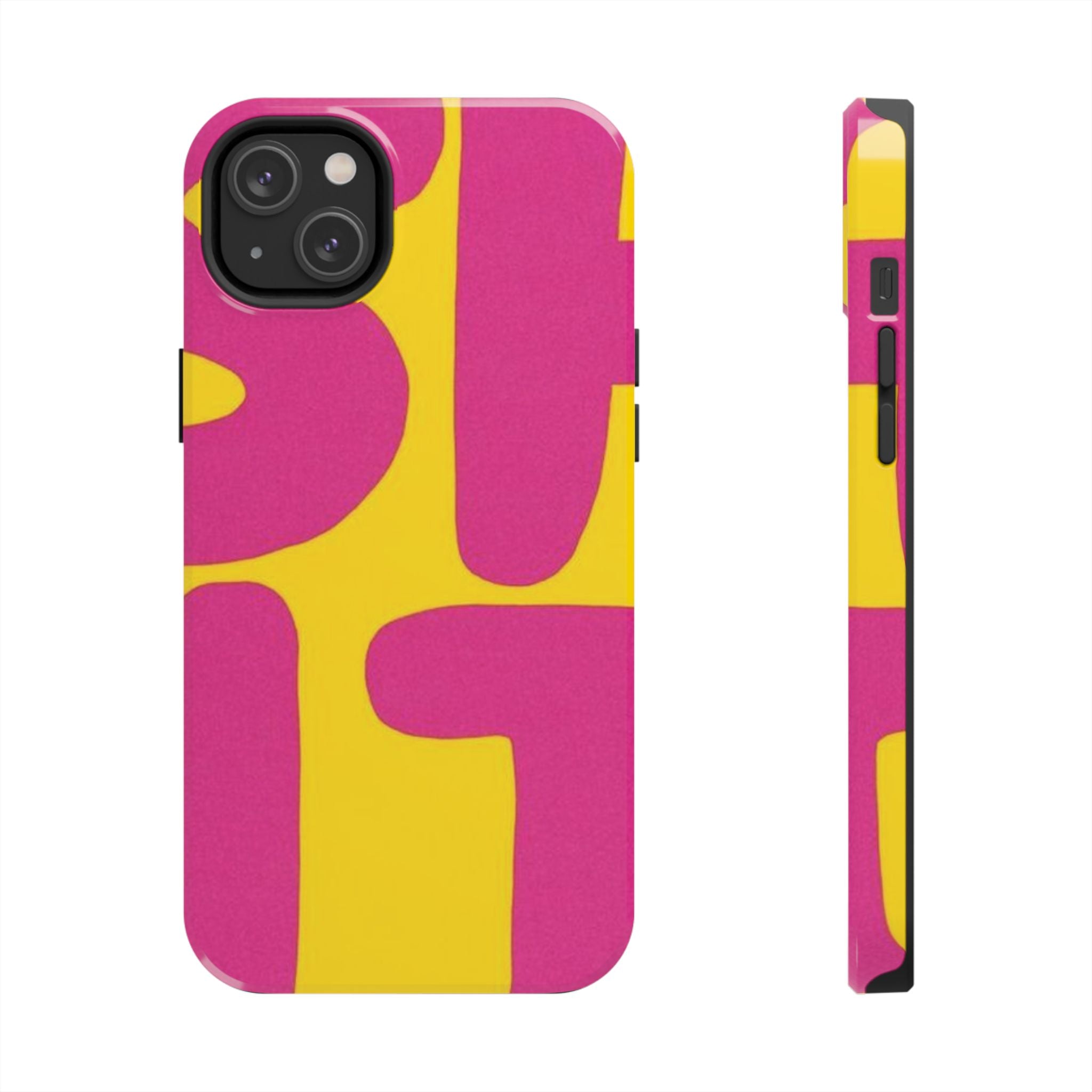 SHIT Retro Abstract Tough Phone Case — Pink & Yellow Pop Art Design