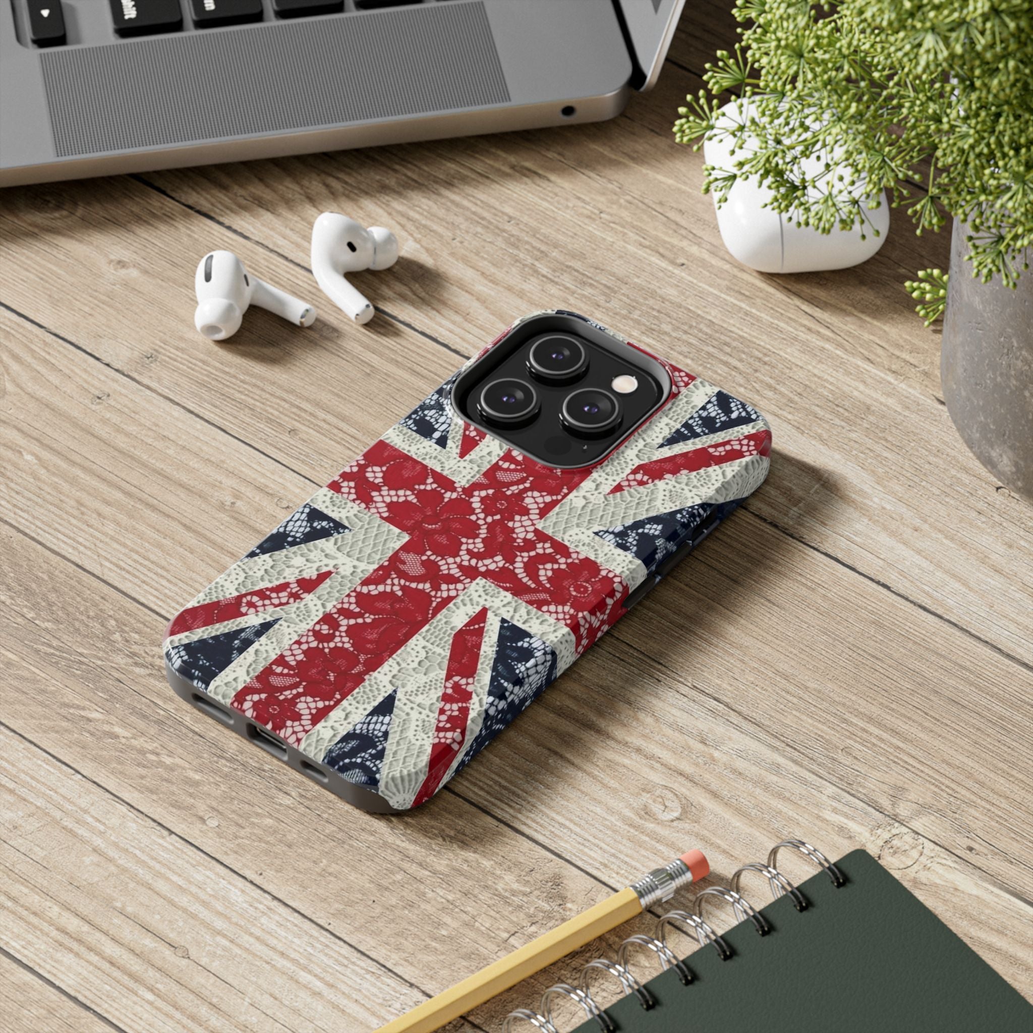 Union Jack Lace Tough Phone Case — British Flag Protective Phone Case