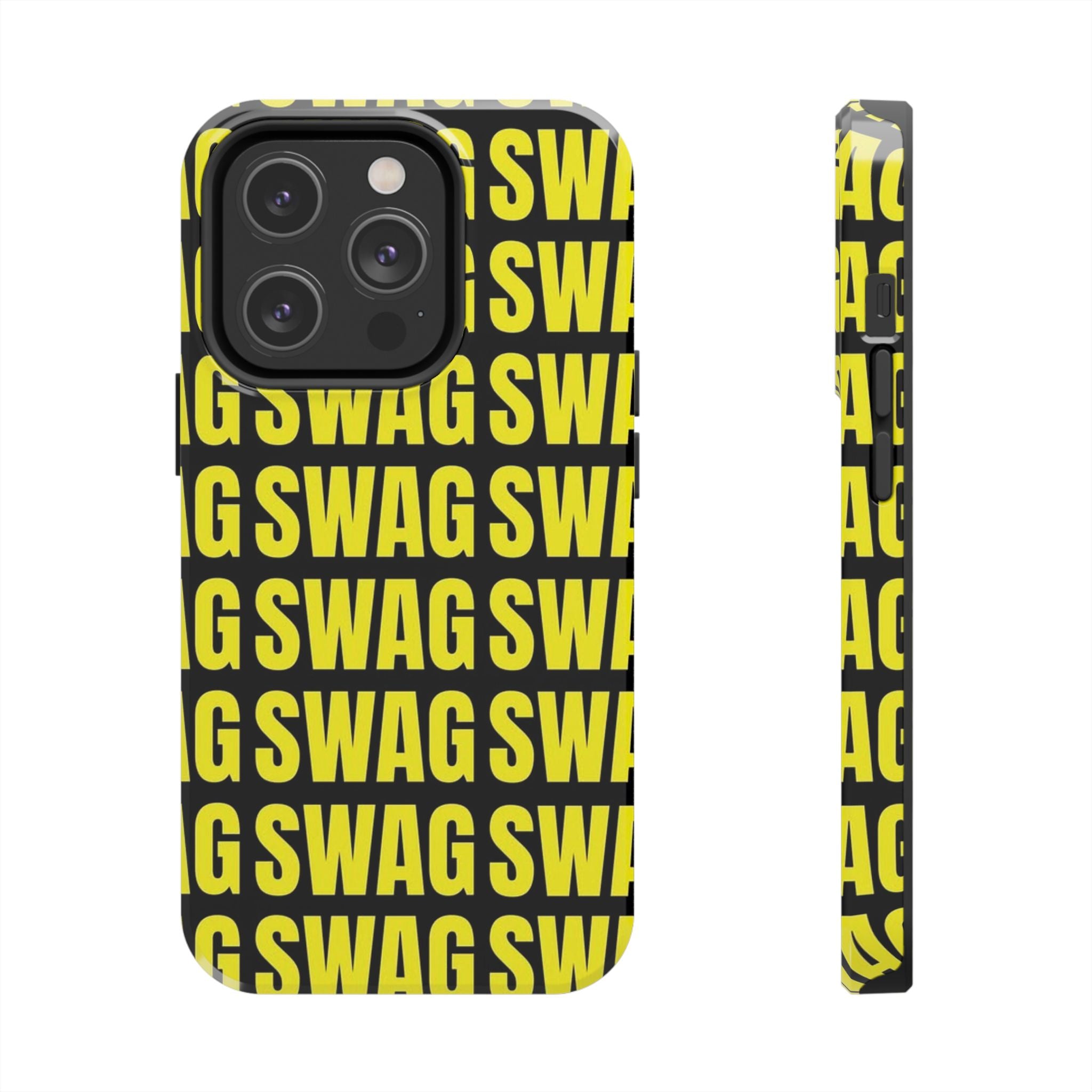 SWAG Pattern Tough Phone Case — Bold Yellow Text Protective Cover