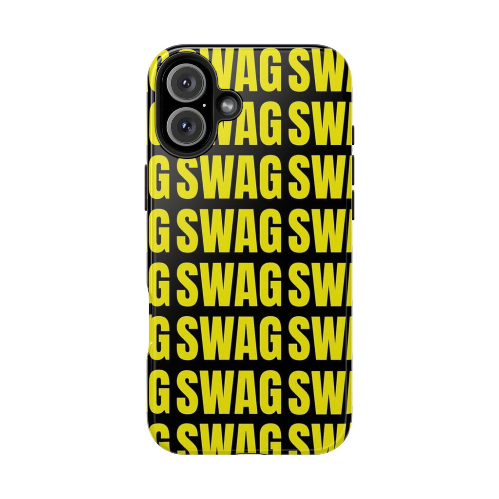 SWAG Pattern Tough Phone Case — Bold Yellow Text Protective Cover