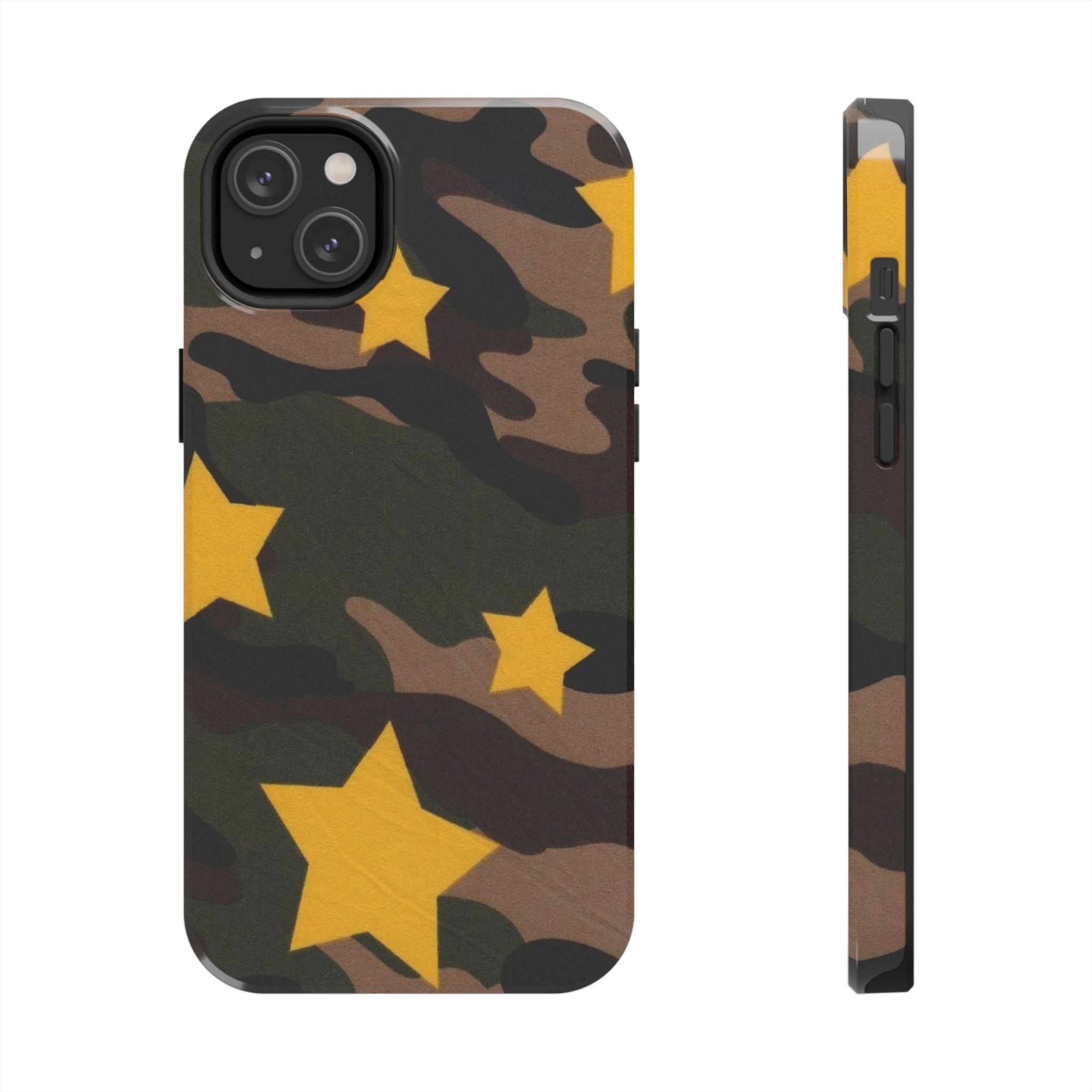 Camouflage Star Tough Phone Case — Military Camo Phone Cover with Yellow Stars