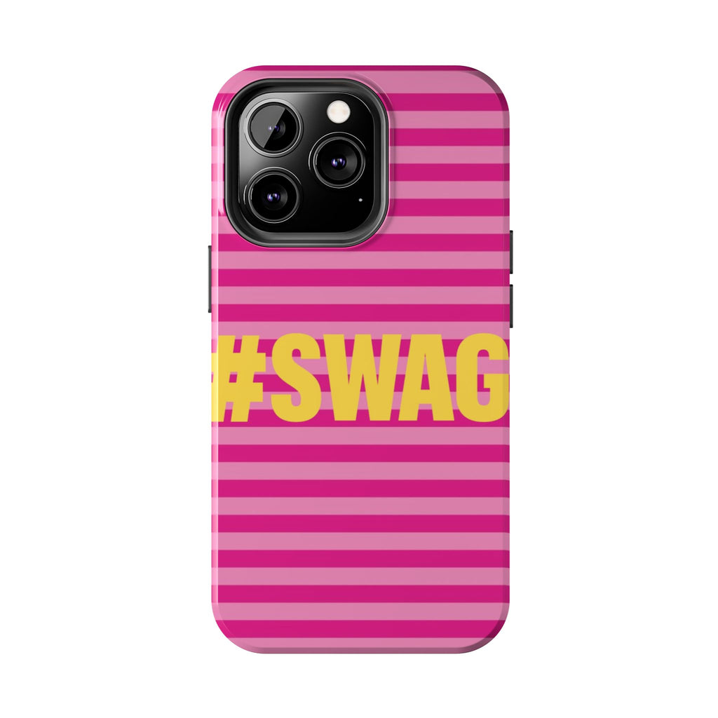 #SWAG Pink Striped Tough Phone Case