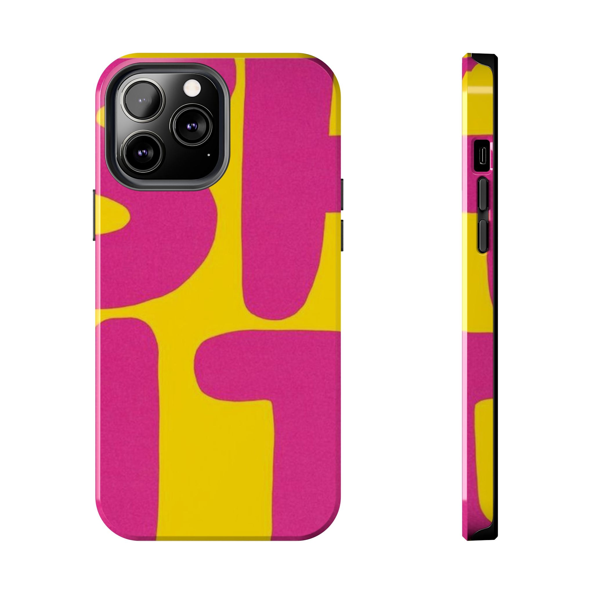 SHIT Retro Abstract Tough Phone Case — Pink & Yellow Pop Art Design