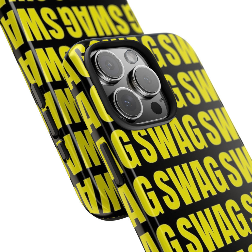 SWAG Pattern Tough Phone Case — Bold Yellow Text Protective Cover