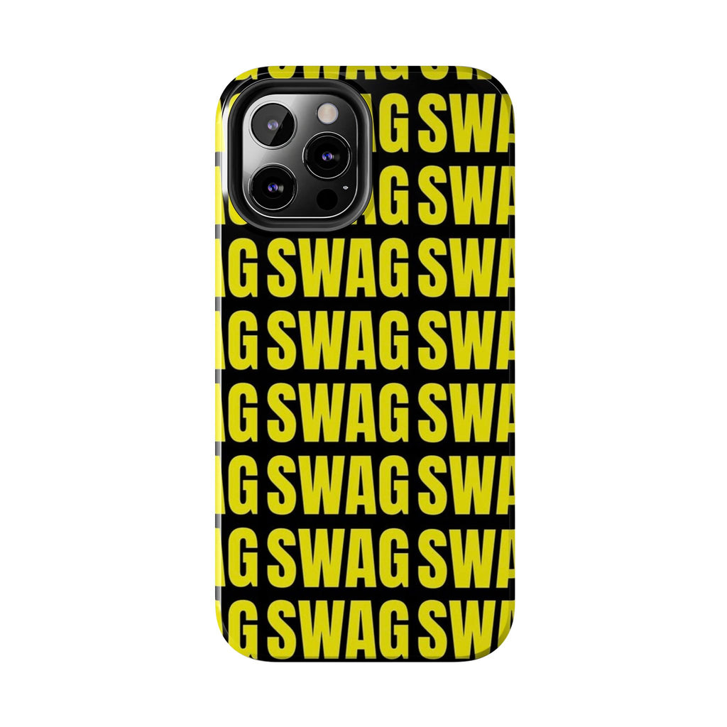 SWAG Pattern Tough Phone Case — Bold Yellow Text Protective Cover