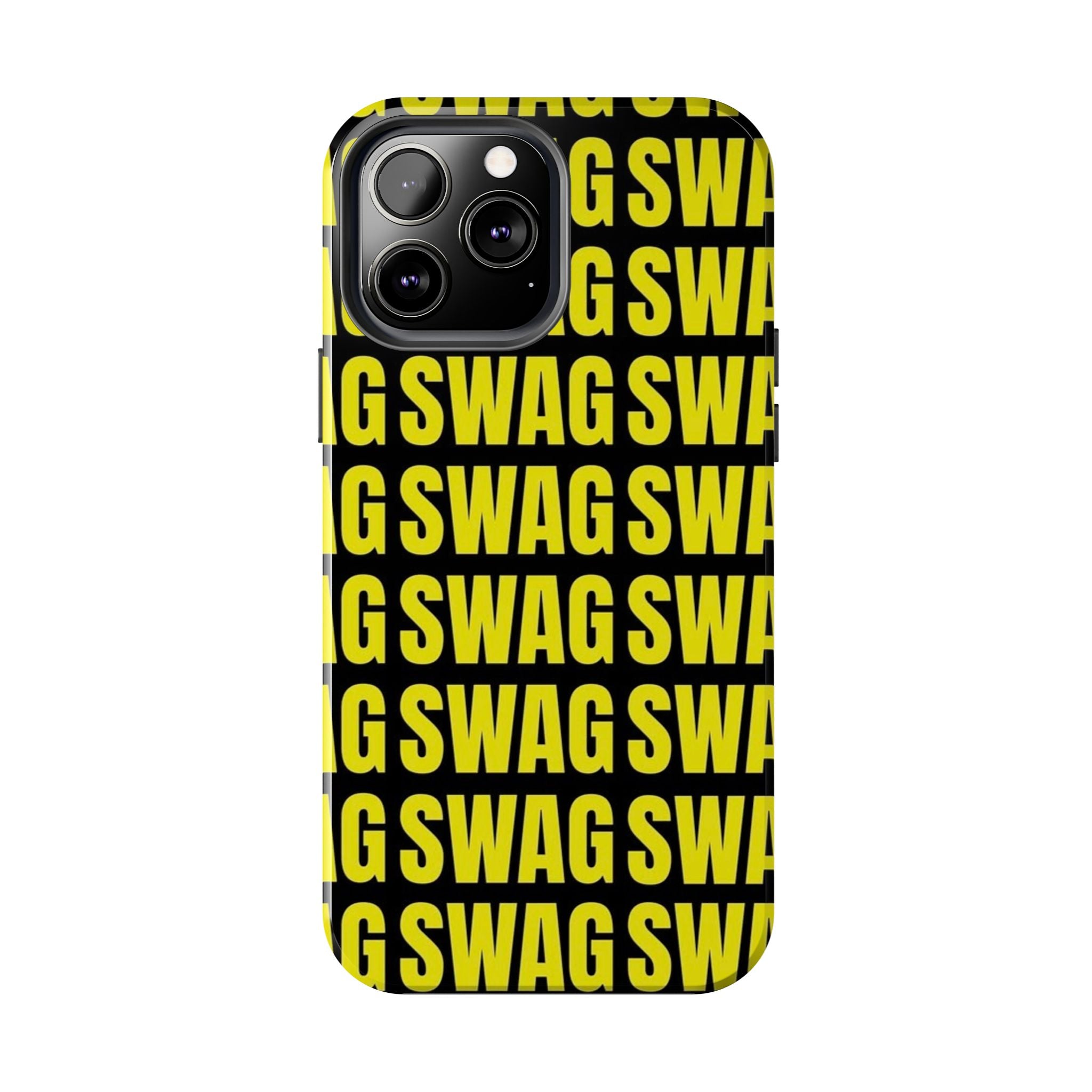 SWAG Pattern Tough Phone Case — Bold Yellow Text Protective Cover