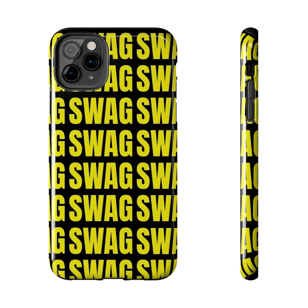 SWAG Pattern Tough Phone Case — Bold Yellow Text Protective Cover