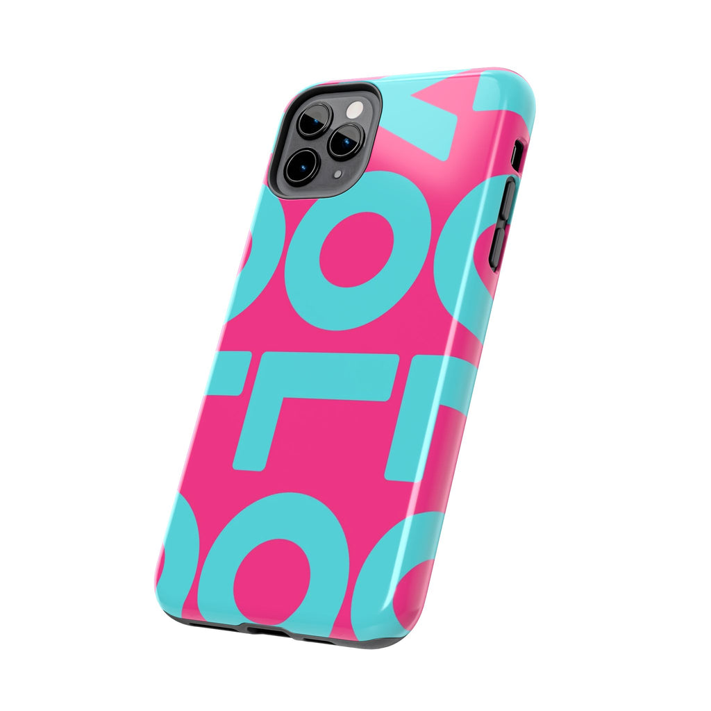 YOLO Tough Phone Case — Bold Pink & Teal Geometric Print