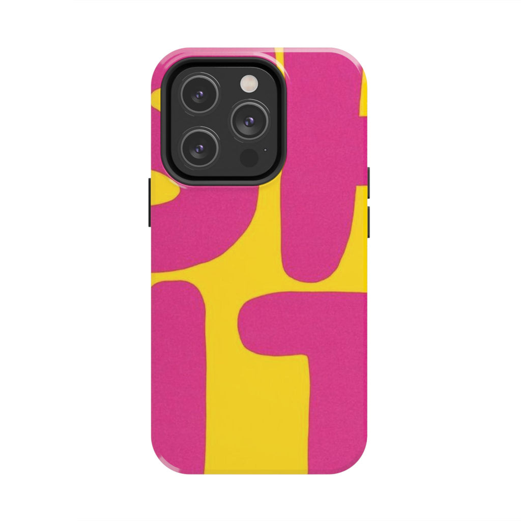 SHIT Retro Abstract Tough Phone Case — Pink & Yellow Pop Art Design