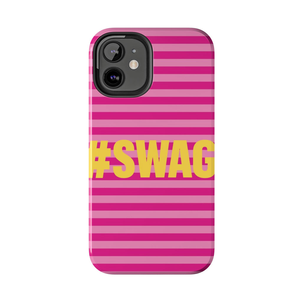 #SWAG Pink Striped Tough Phone Case