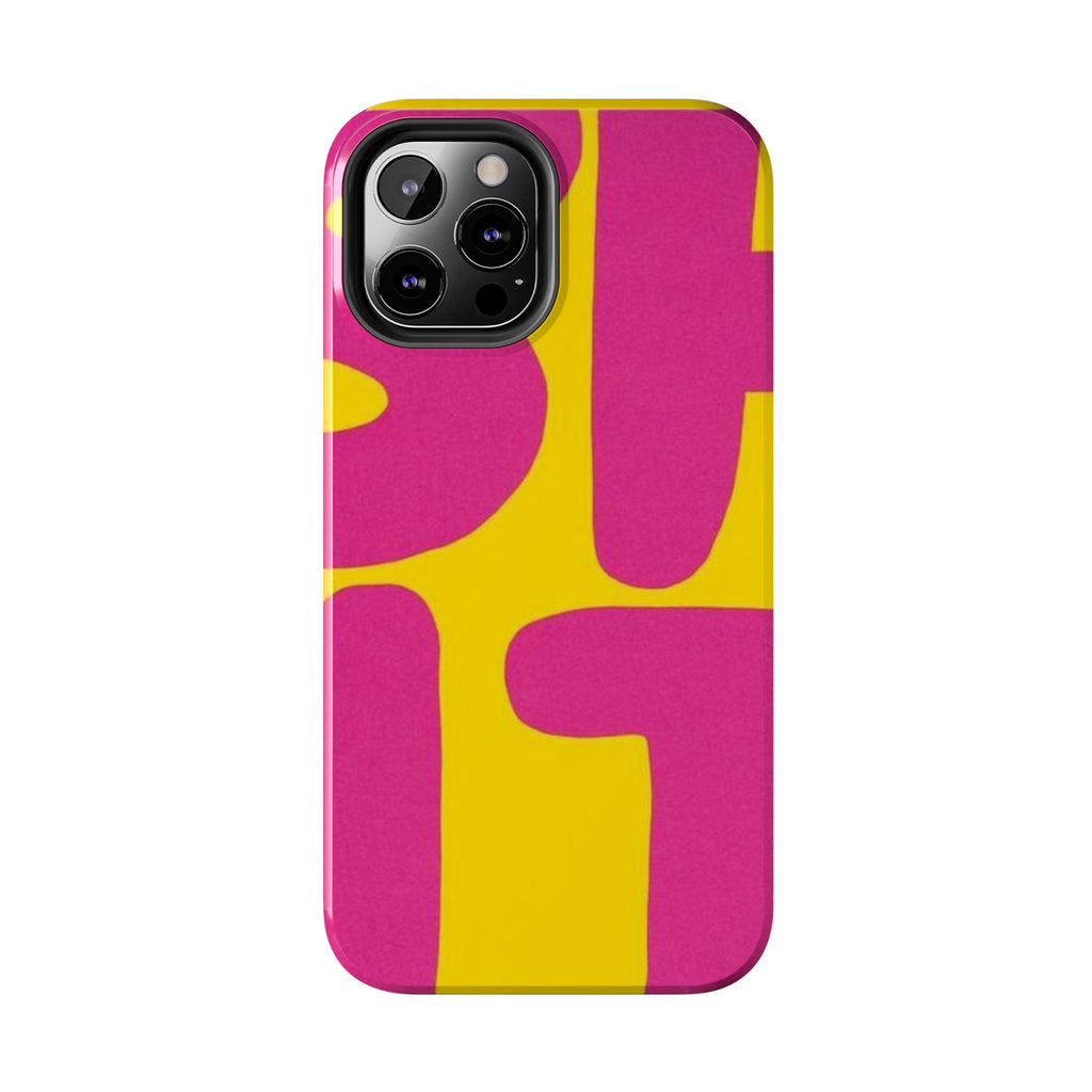 SHIT Retro Abstract Tough Phone Case — Pink & Yellow Pop Art Design