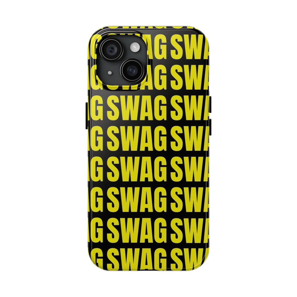SWAG Pattern Tough Phone Case — Bold Yellow Text Protective Cover