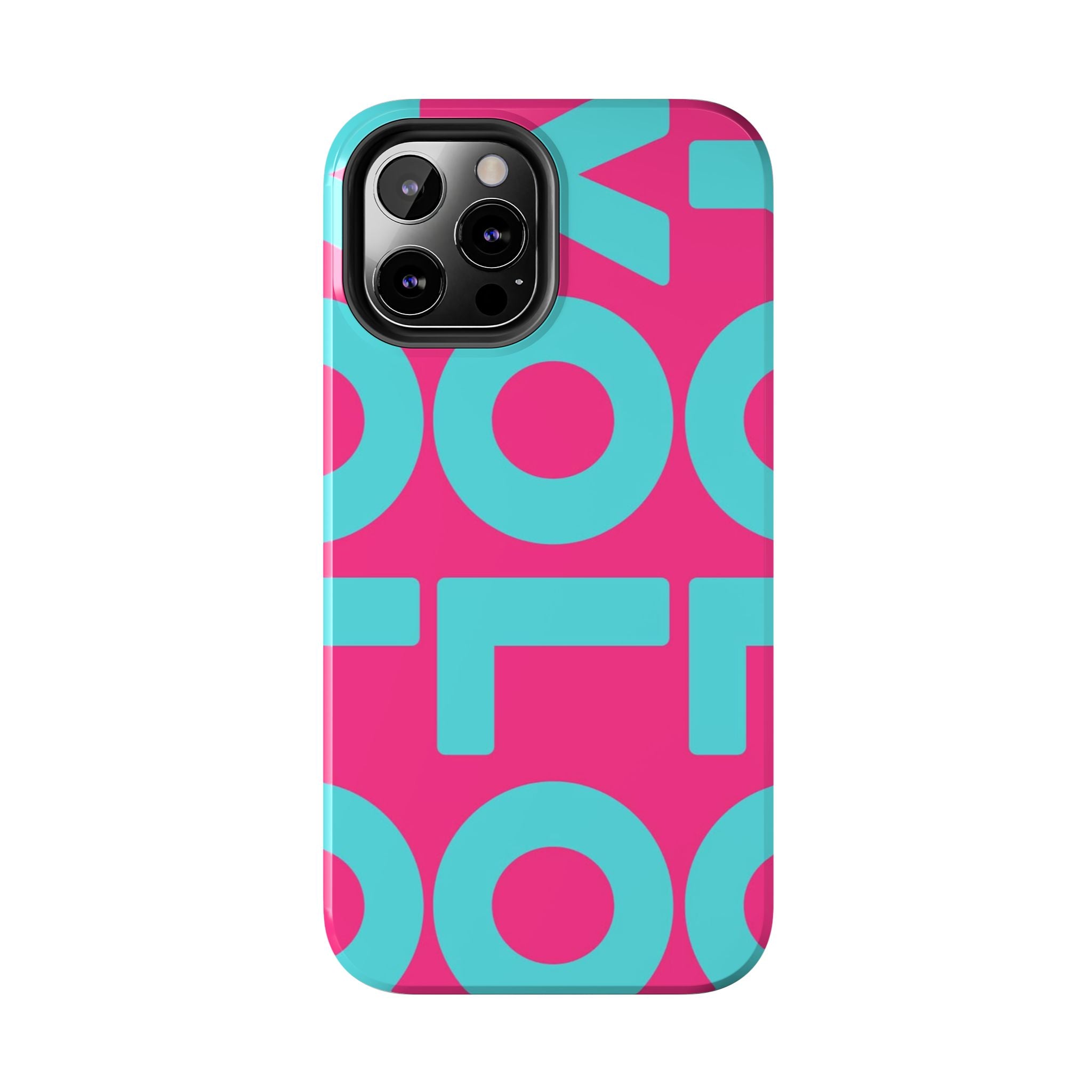 YOLO Tough Phone Case — Bold Pink & Teal Geometric Print