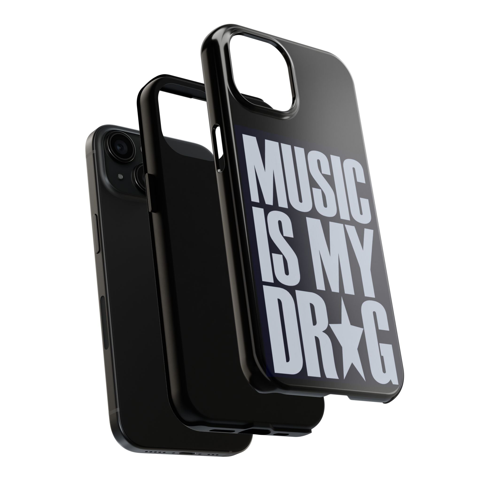 Phone Case — "Music Is My Drg" Bold Typography Protective Case