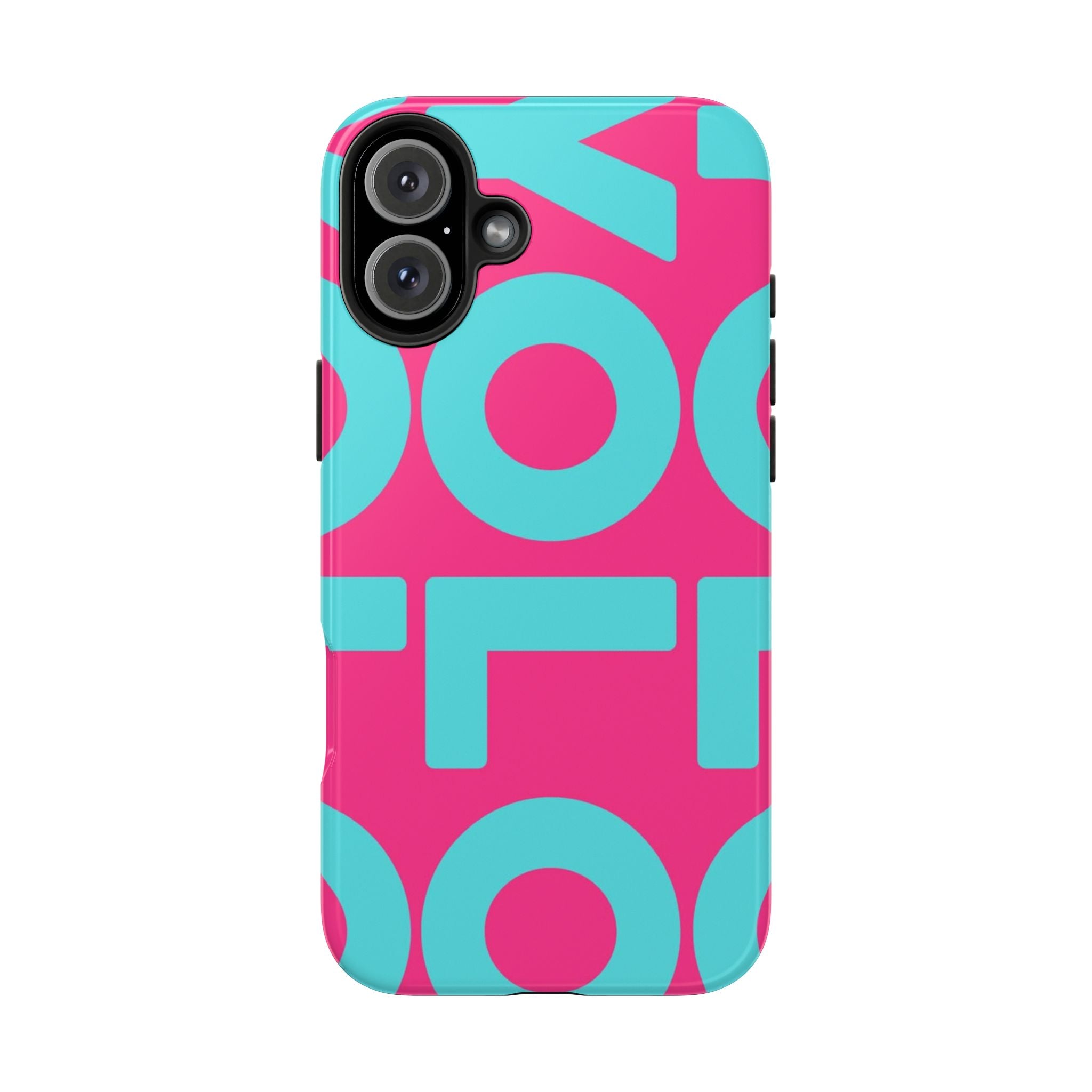 YOLO Tough Phone Case — Bold Pink & Teal Geometric Print