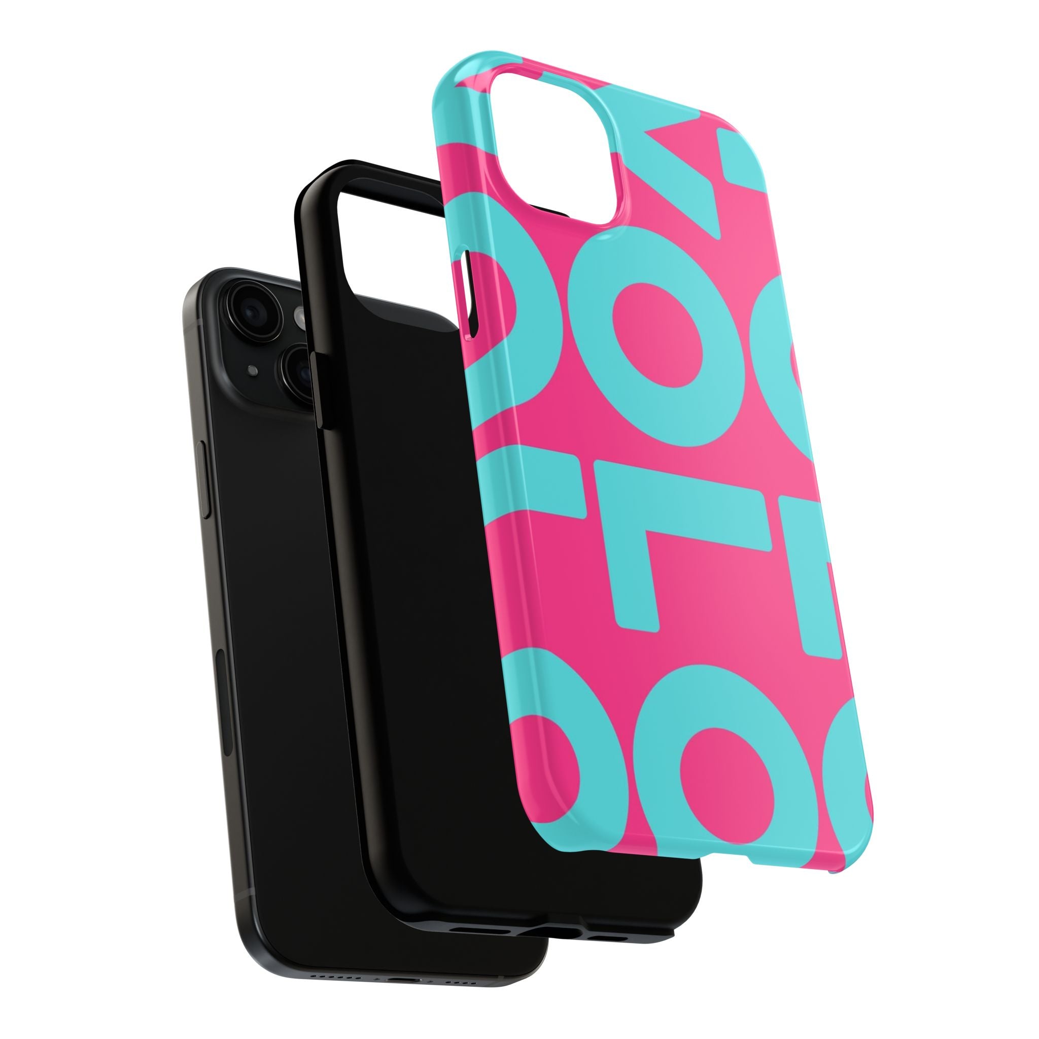 YOLO Tough Phone Case — Bold Pink & Teal Geometric Print