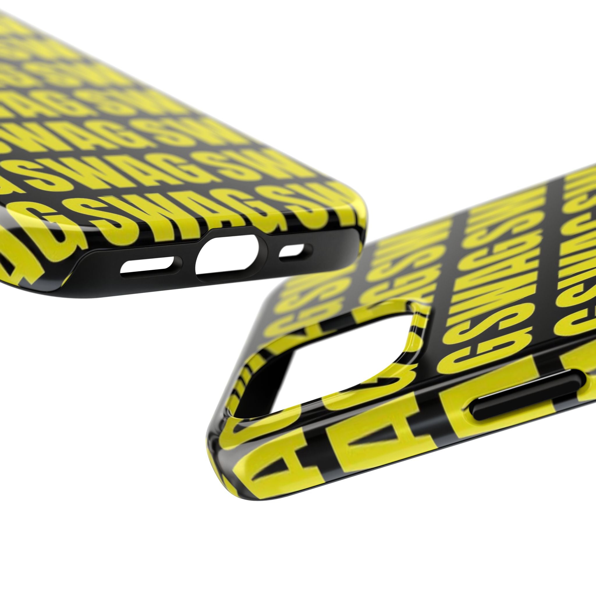 SWAG Pattern Tough Phone Case — Bold Yellow Text Protective Cover