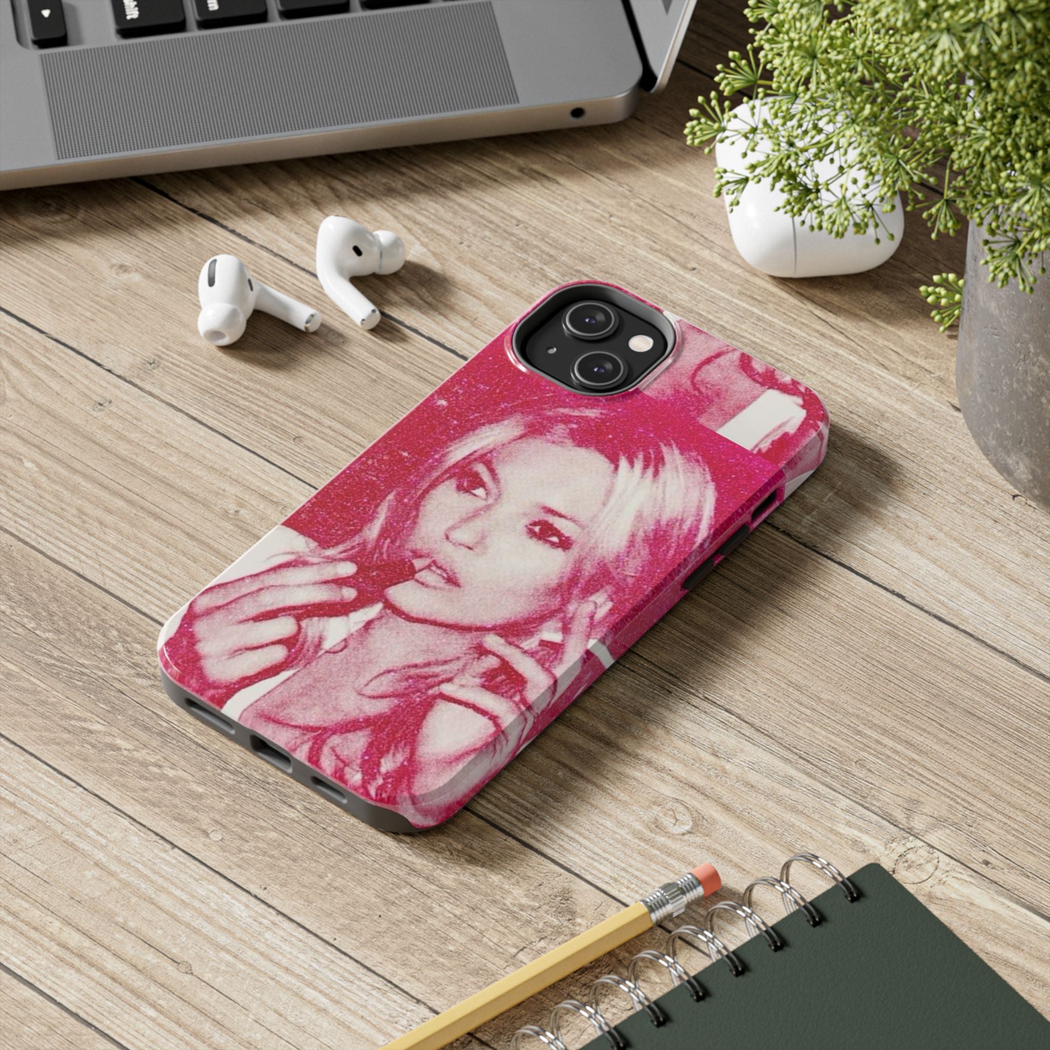 Pink Retro Glam Phone Case — Lipstick Pinup Tough Phone Case