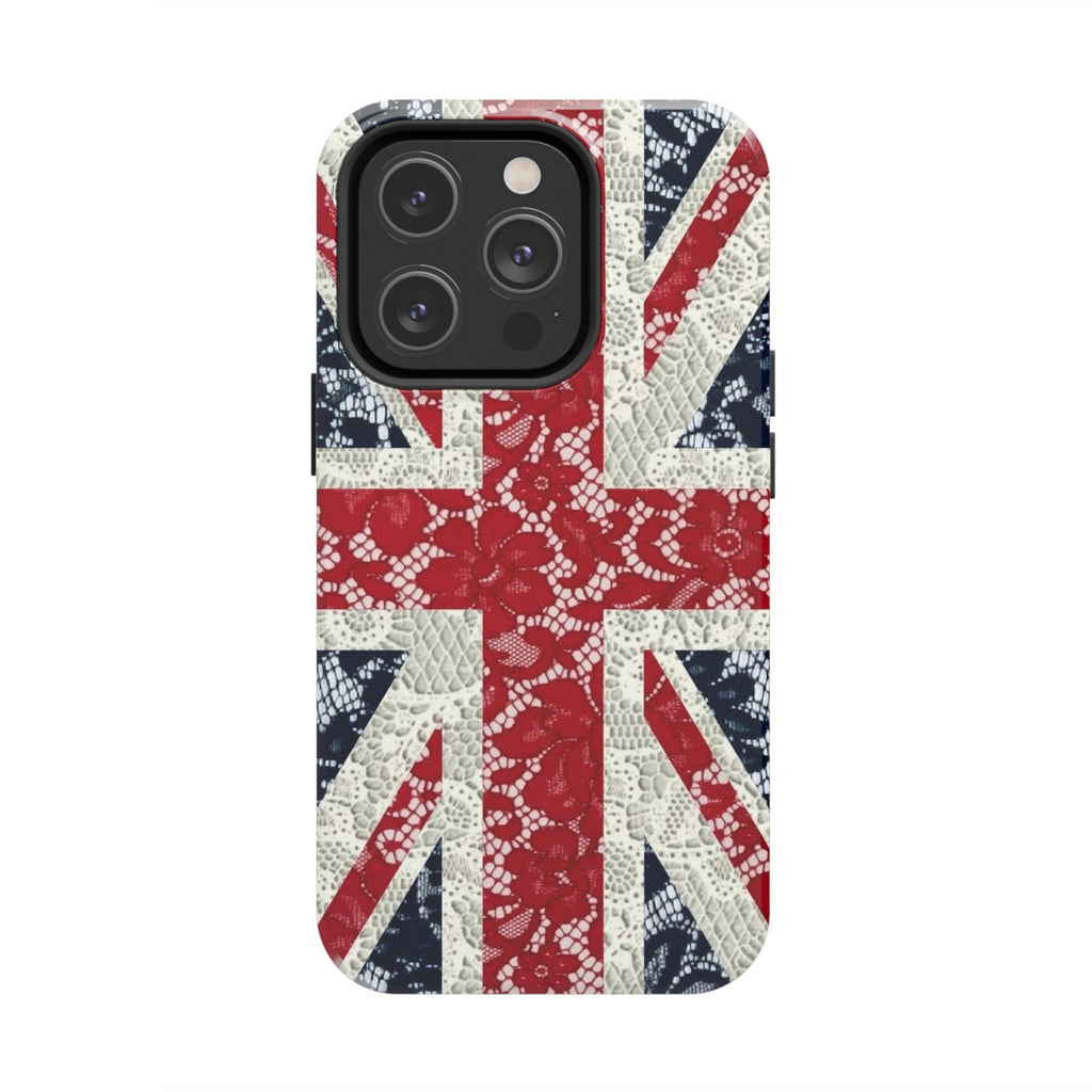 Union Jack Lace Tough Phone Case — British Flag Protective Phone Case