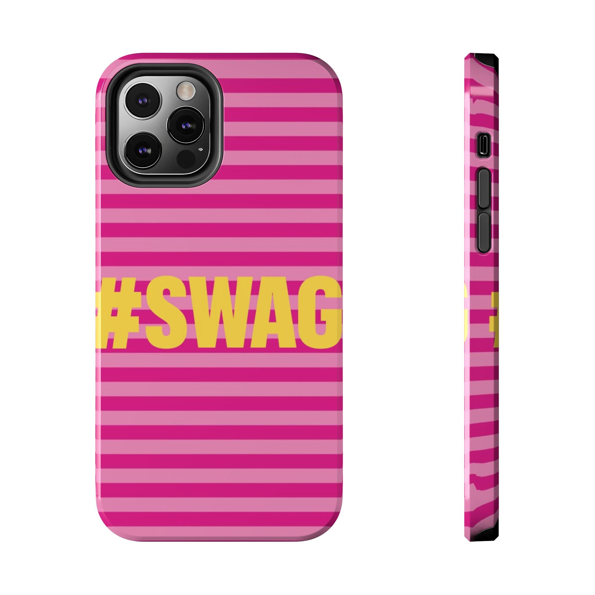 #SWAG Pink Striped Tough Phone Case