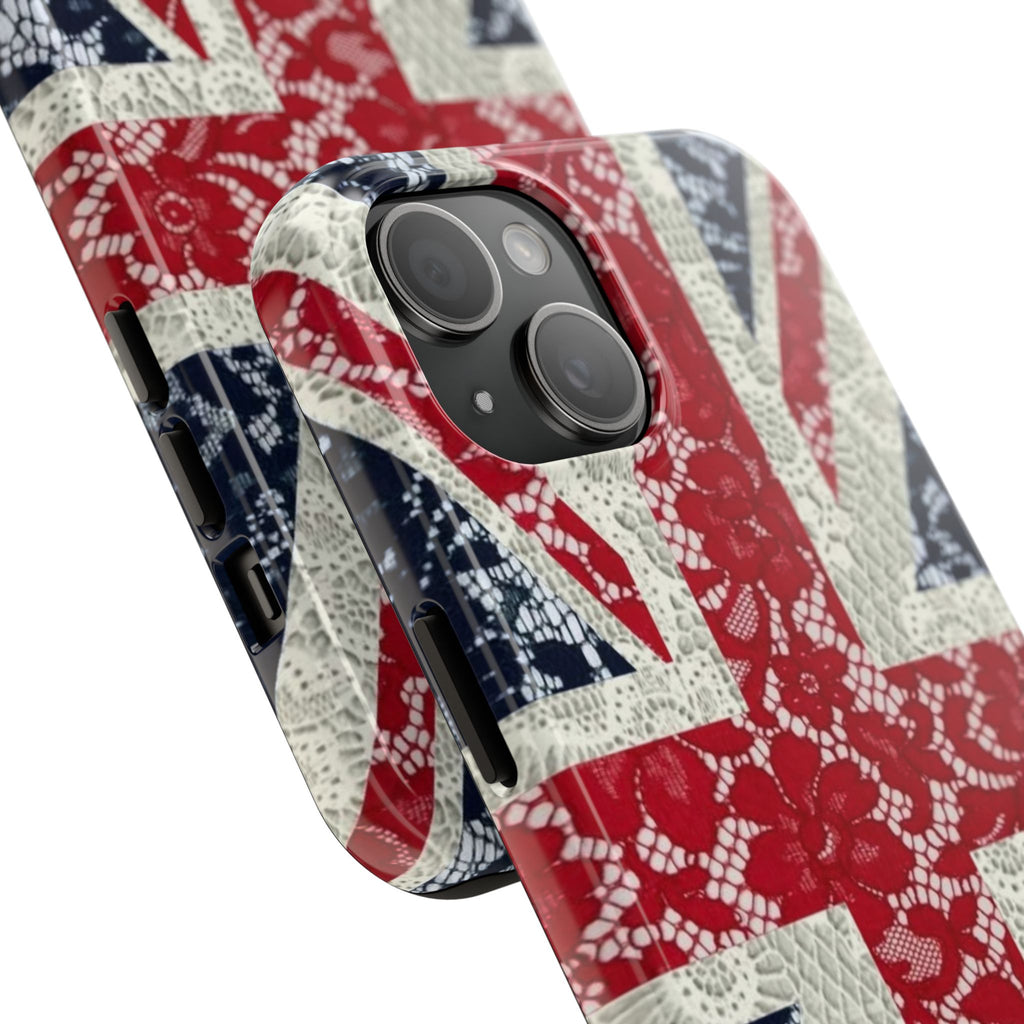 Union Jack Lace Tough Phone Case — British Flag Protective Phone Case