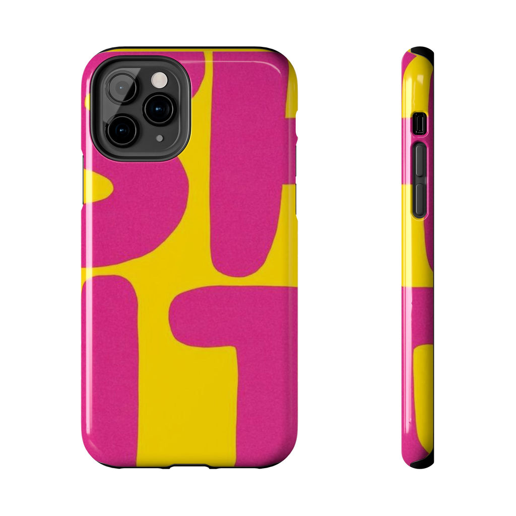 SHIT Retro Abstract Tough Phone Case — Pink & Yellow Pop Art Design
