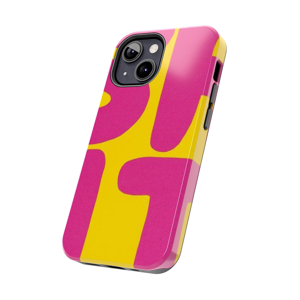SHIT Retro Abstract Tough Phone Case — Pink & Yellow Pop Art Design