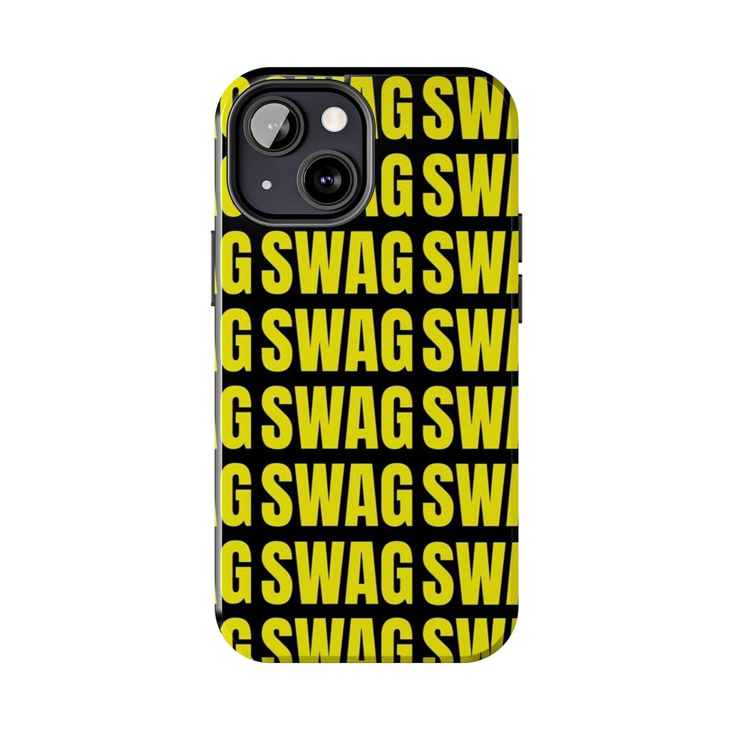 SWAG Pattern Tough Phone Case — Bold Yellow Text Protective Cover