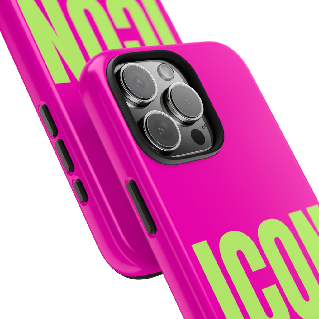 ICON Tough Phone Case — Neon Pink & Lime Bold Text Protective Case